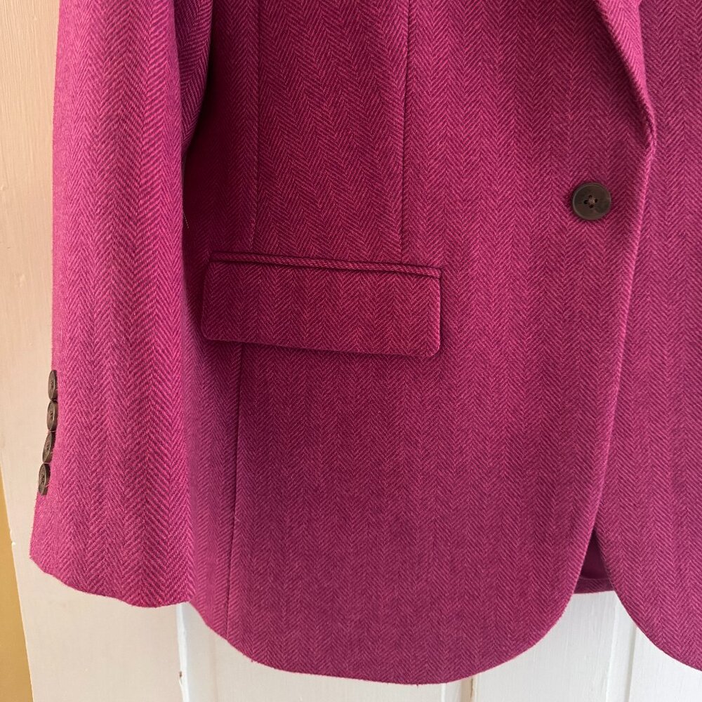 J Crew pink herringbone wool jacket size 6 - Picture 3 of 4